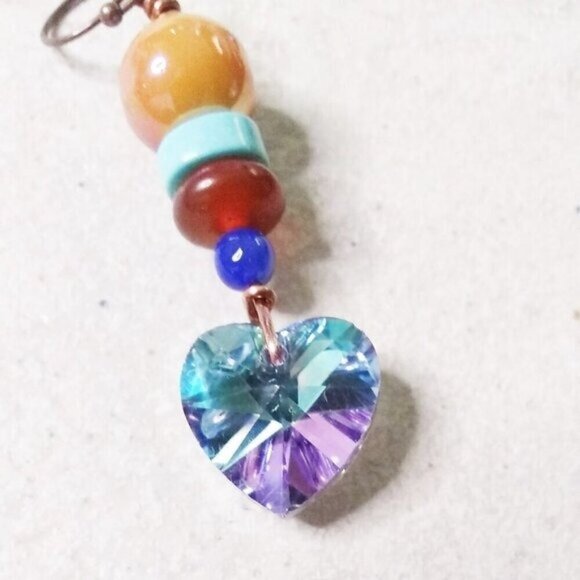 Flashy Crystal Hearts ~ Beaded Stack Earrings! Gift for her! Boho Glam Girlie - Picture 7 of 8